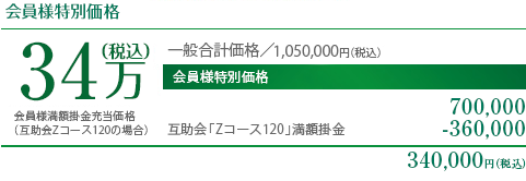 会員様特別価格34万円（税込）